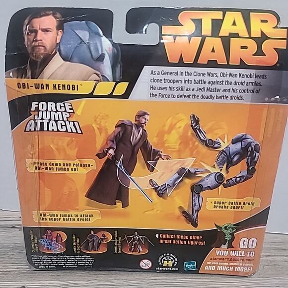 Star Wars Revenge Of The Sith Obi-Wan Kenobi With Super Battle Droid Figures NIP - Picture 3 of 3